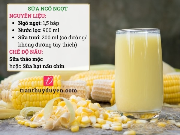 Công thức nấu sữa ngô ngọt (bắp ngọt)