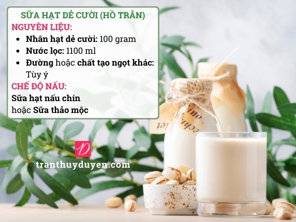 Công thức nấu sữa hạt dẻ cười nguyên chất