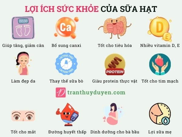 Lợi ích sức khỏe của sữa hạt
