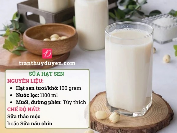 Công thức nấu sữa hạt sen bằng máy